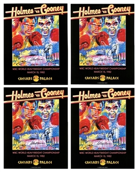 Lot of (4) Holmes Vs Cooney 24x28" Fight Posters Signed by Larry Holmes, Gerry Cooney and Leroy Neiman (JSA)